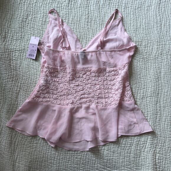 Wild Fable Pink Lace Camisole Cami Floral Sheer Tank Top V-Neck NWT Size M - Picture 6 of 8